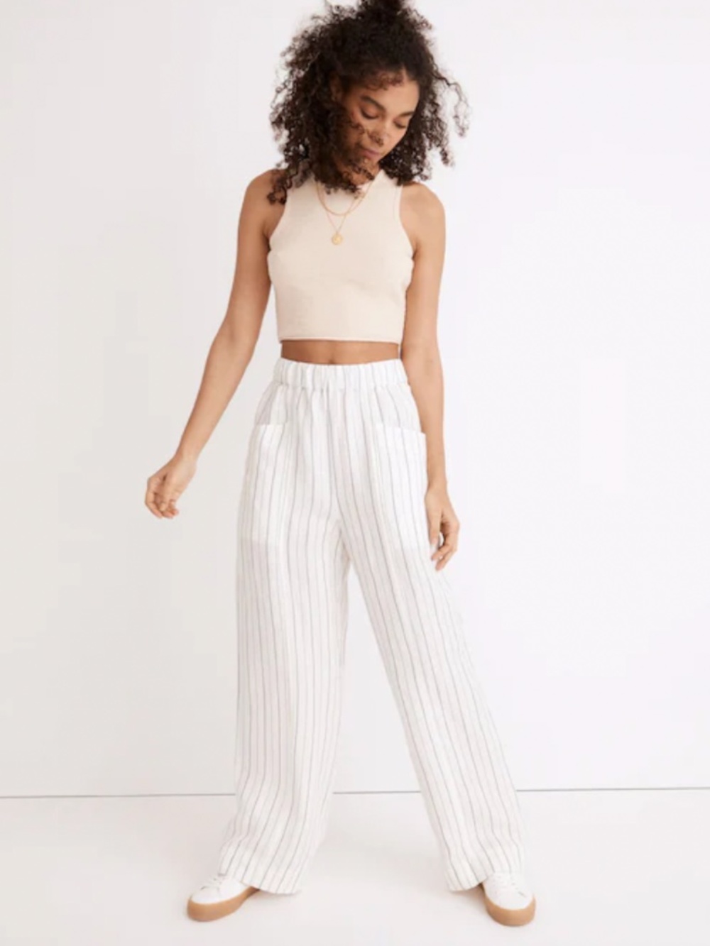 Madewell linen Wide leg pants in stripe